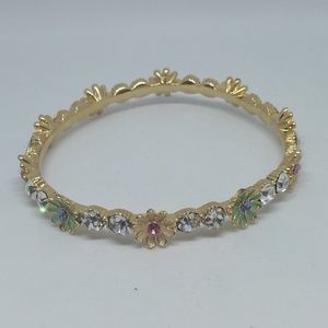 Pretty Flora Gold Crystal Bangle #B030